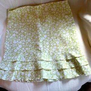 Ann Taylor Loft White and Green Floral Skirt